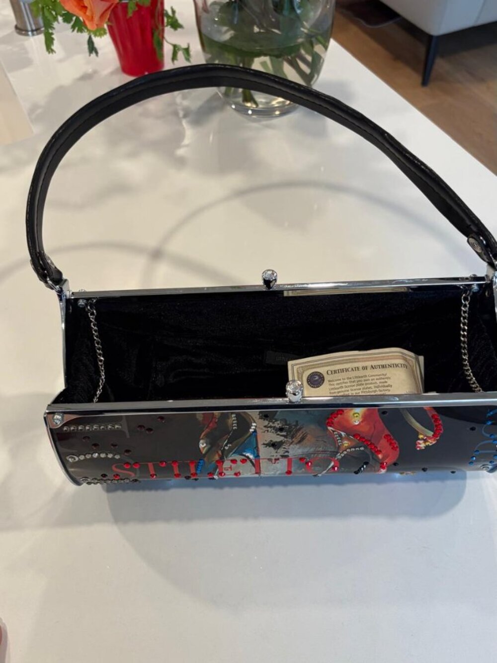 Vintage Littlearth Stiletto Rhinestone Metal Barrel Handbag COA - Picture 6 of 9